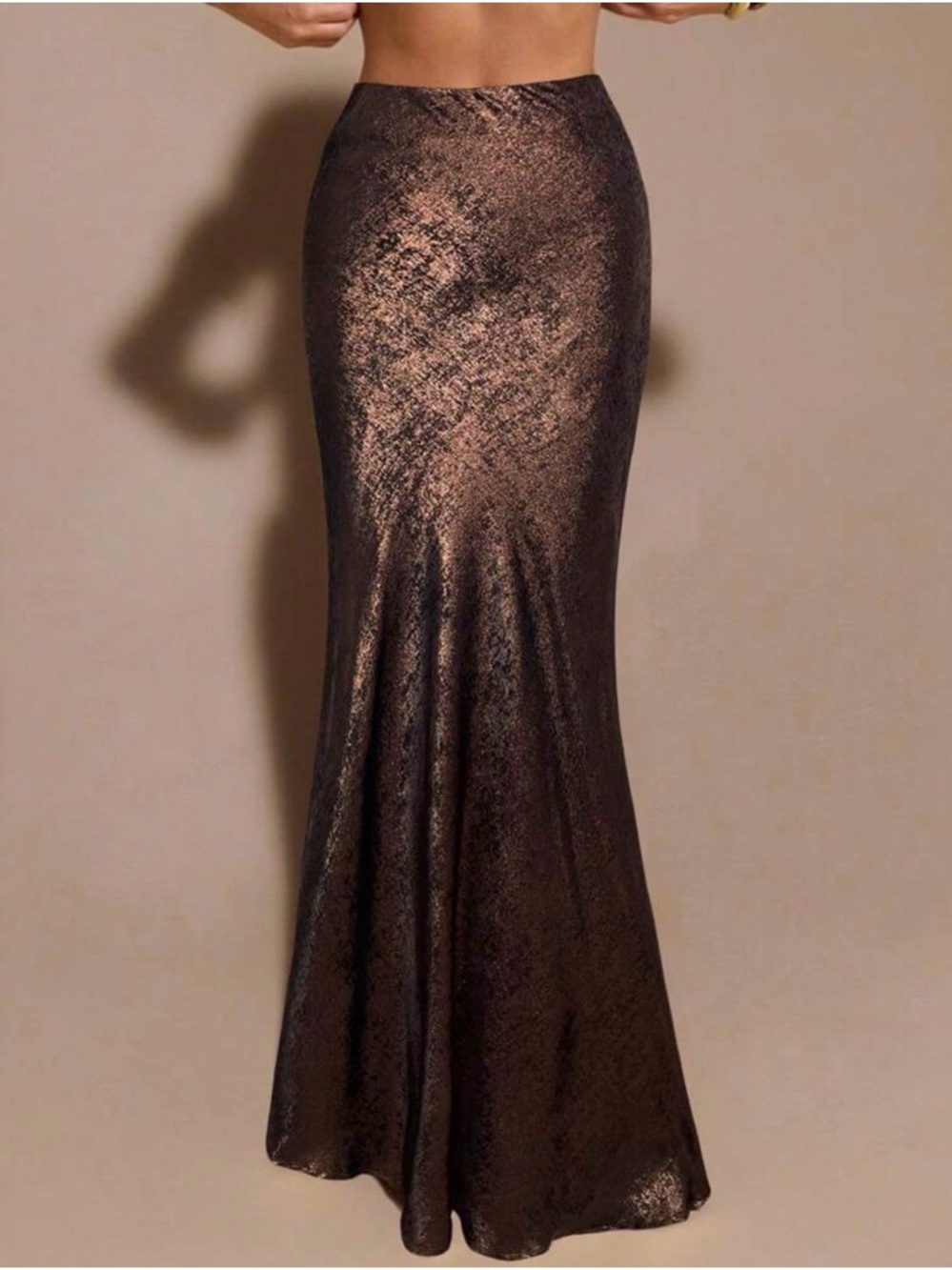 SHEIN Bronze Sheen Mermaid Maxi Skirt